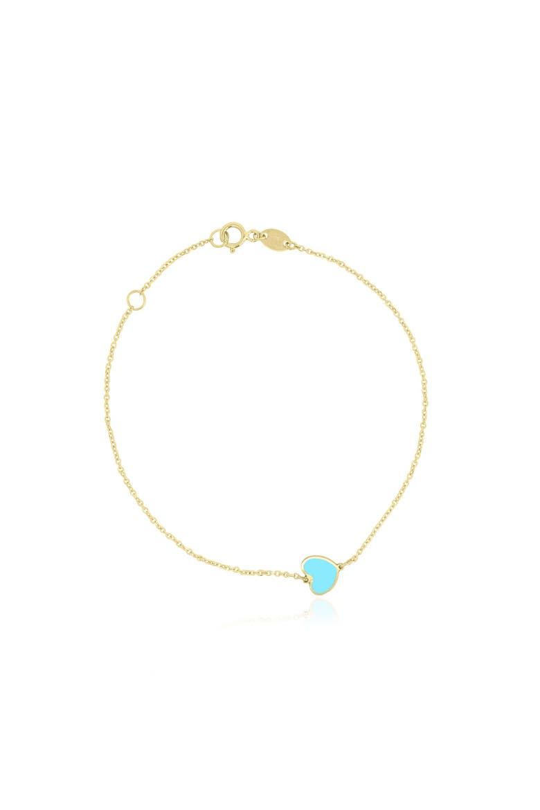 Mini Turquoise Single Heart Bracelet, Main, color, Turquoise