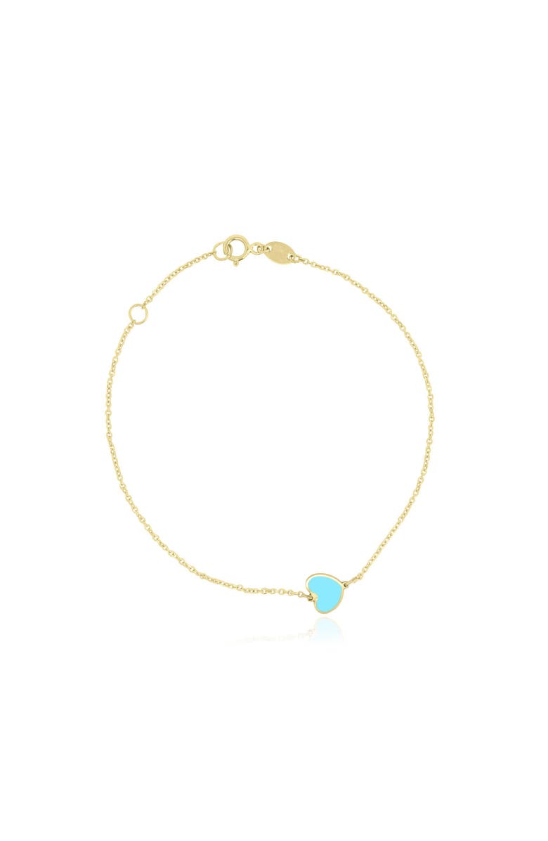 The Lovery Fine Jewelry Mini Turquoise Single Heart Bracelet, Main, color, Turquoise