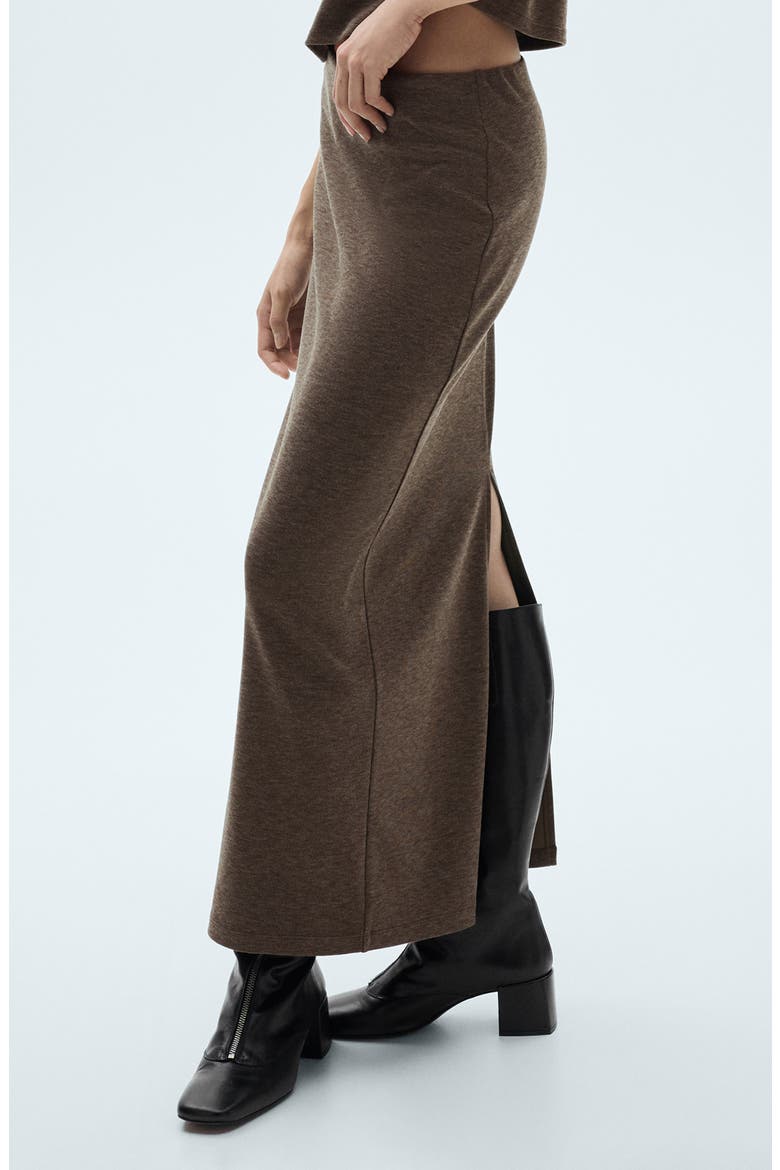 Knit Column Maxi Skirt, Alternate, color, BROWN