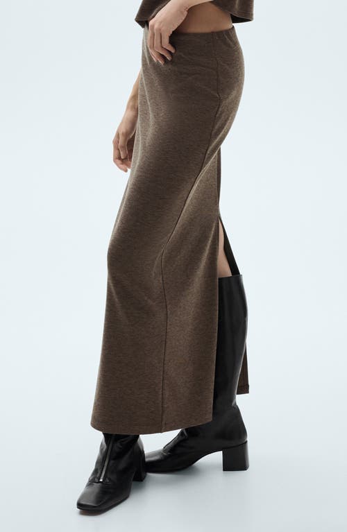 Shop Mango Knit Column Maxi Skirt In Brown