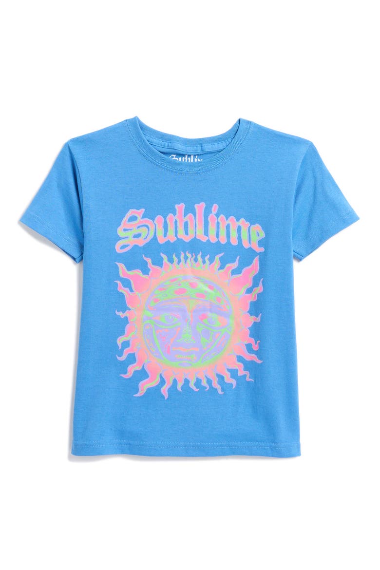 Kids' Blue Rainbow Sublime Cotton Graphic T-Shirt, Main, color, SOLID LIGHT BLUE