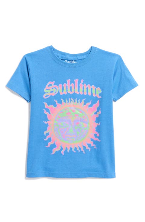 Kids' Blue Rainbow Sublime Cotton Graphic T-Shirt (Big Kid)