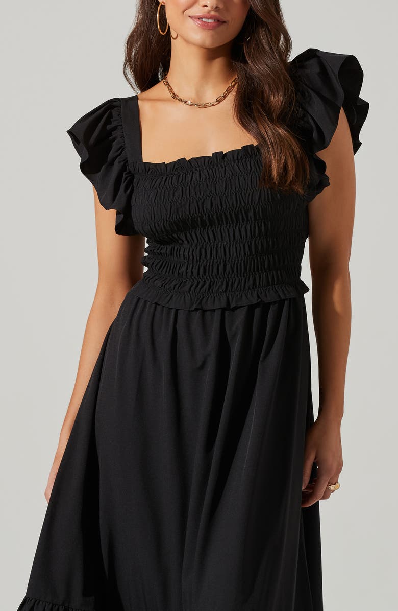 ASTR the Label Smocked Flutter Sleeve Midi Dress, Alternate, color,