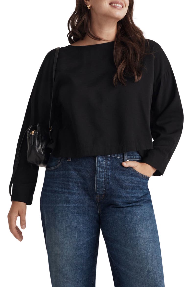 Relaxed Tulip Back Crop Top, Alternate, color, TRUE BLACK