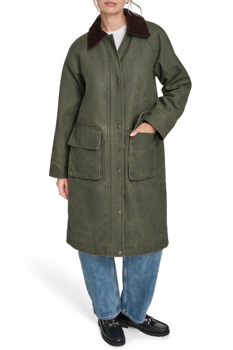 Extralong Barn Jacket, Alternate, color, DARK OLIVE