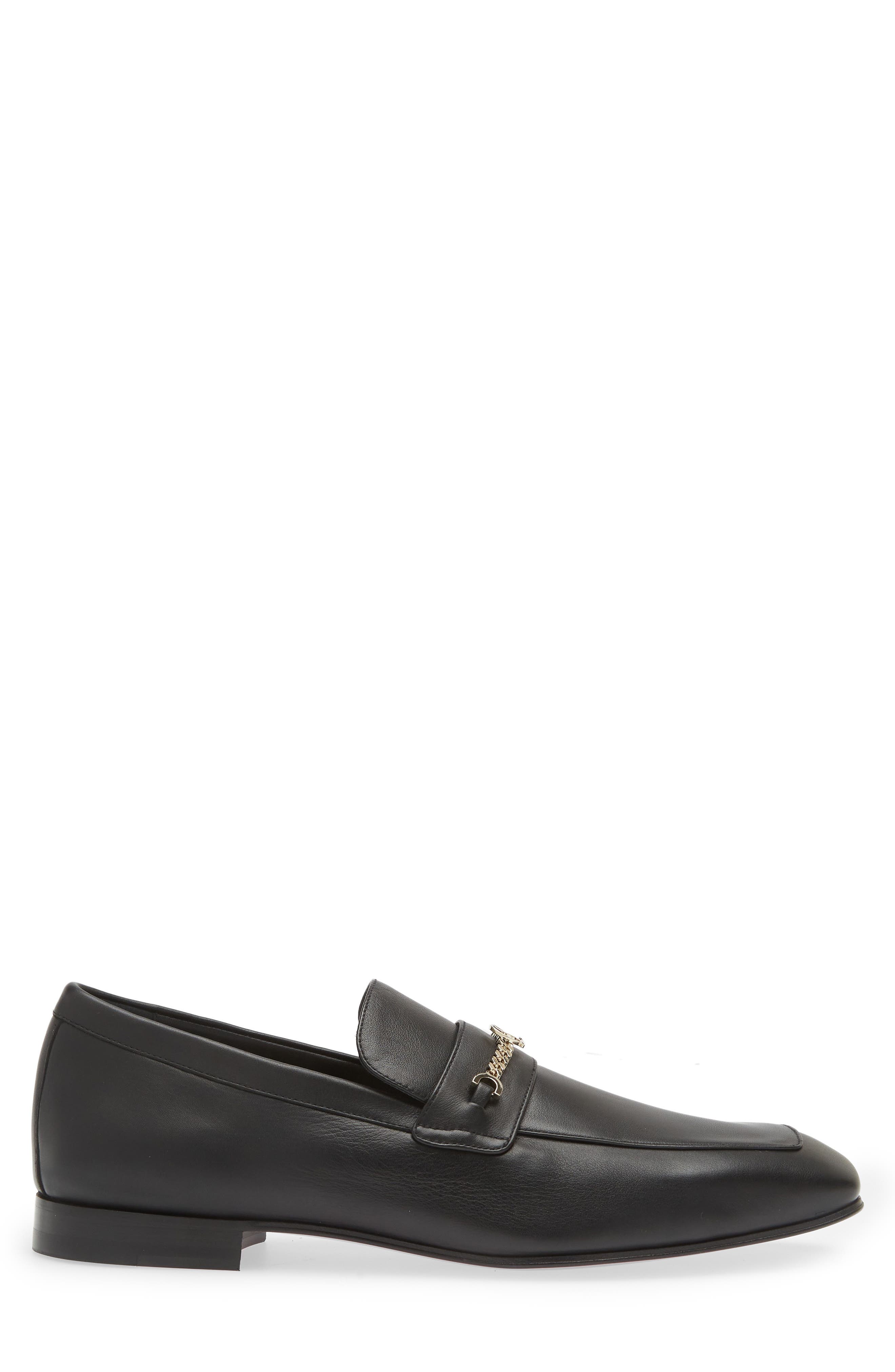 Monogram Apron Toe Loafer, Alternate, color, BLACK