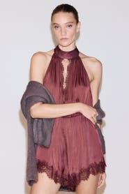 H&M Lace-trimmed Halterneck Romper