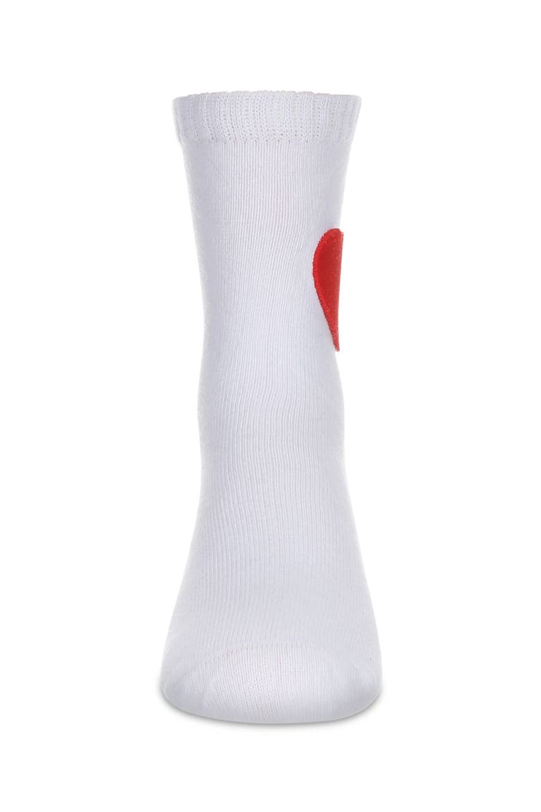 Fuzzy-Heart-Embroidered Crew Sock, Alternate, color, White