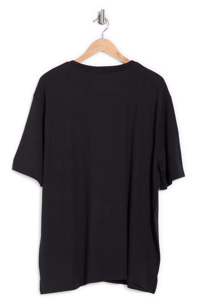 NORDSTROM RACK Cotton & Linen Blend Crewneck T-Shirt, Alternate, color, Black Caviar