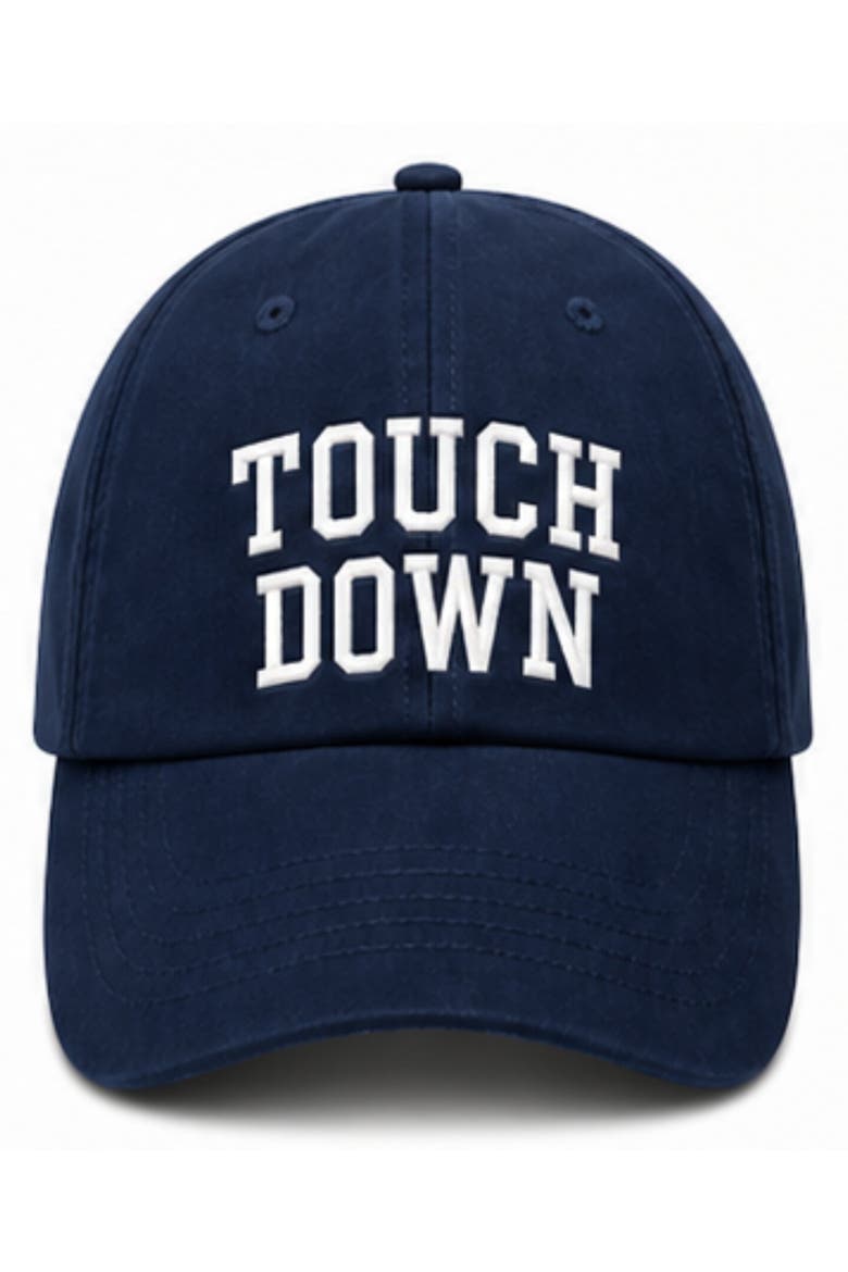 Women's Touch Down Bow Baseball Hat, Main, color, Navy