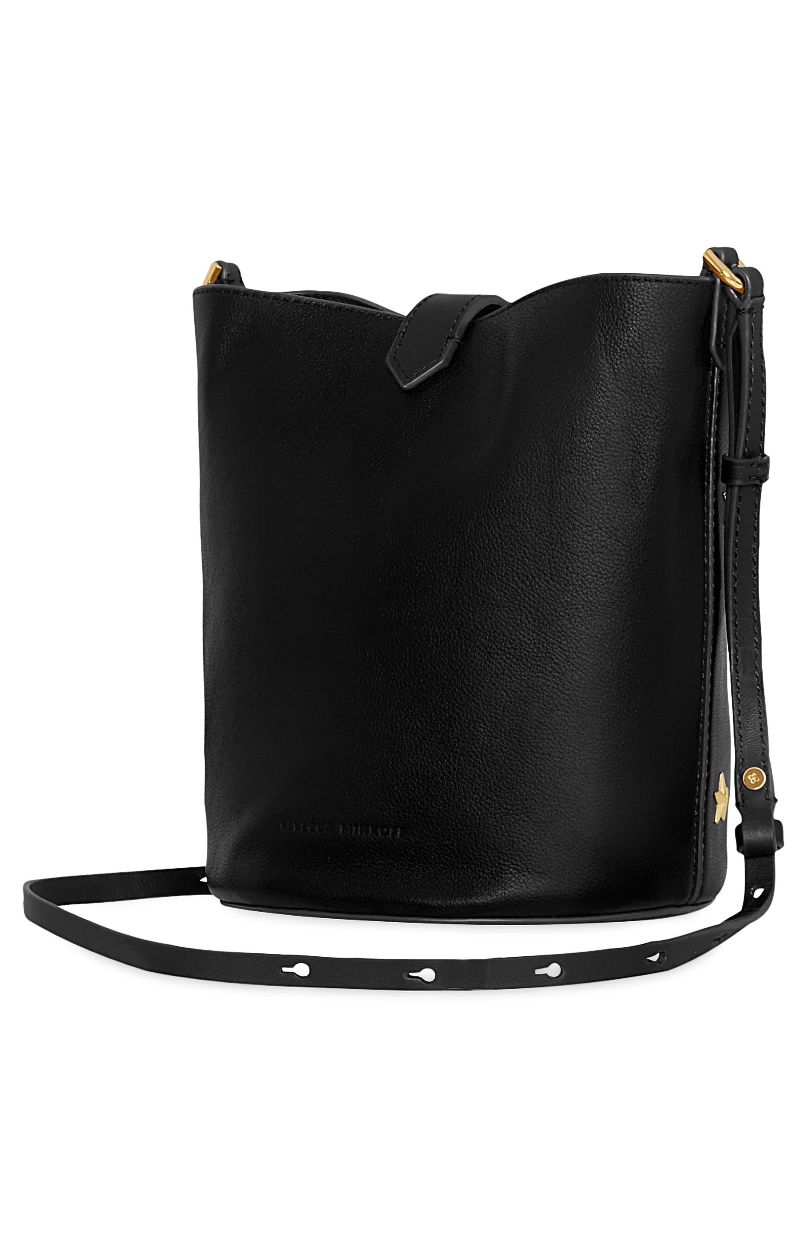 Rebecca Minkoff Small Megan Star Leather Bucket Bag, Alternate, color, Black