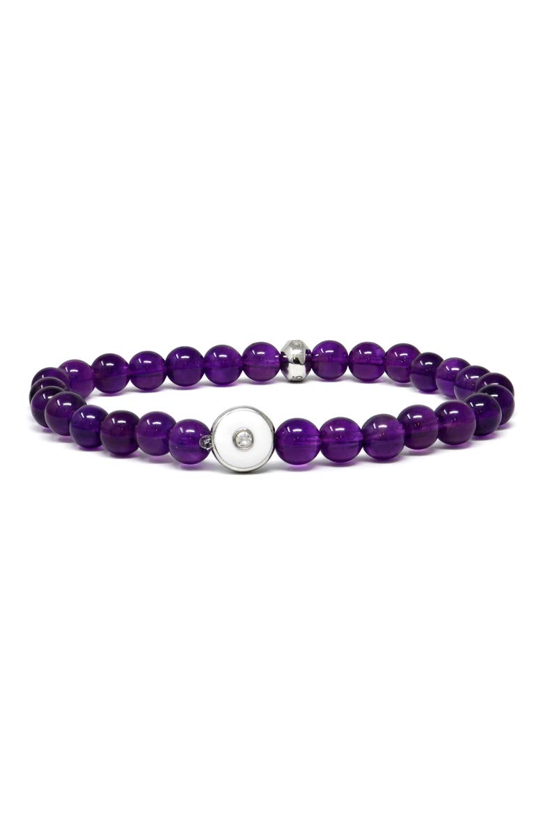 Jac + Jo Soul Amethyst Beaded Stretch Bracelet, Main, color, PURPLE