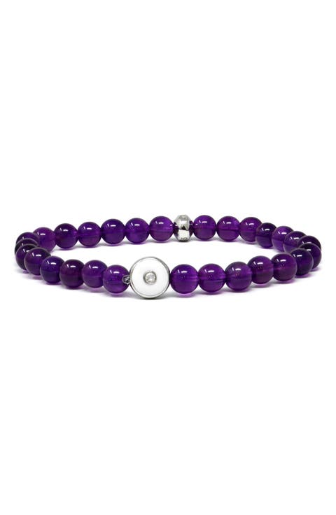 Jac + Jo Soul Amethyst Beaded Stretch Bracelet