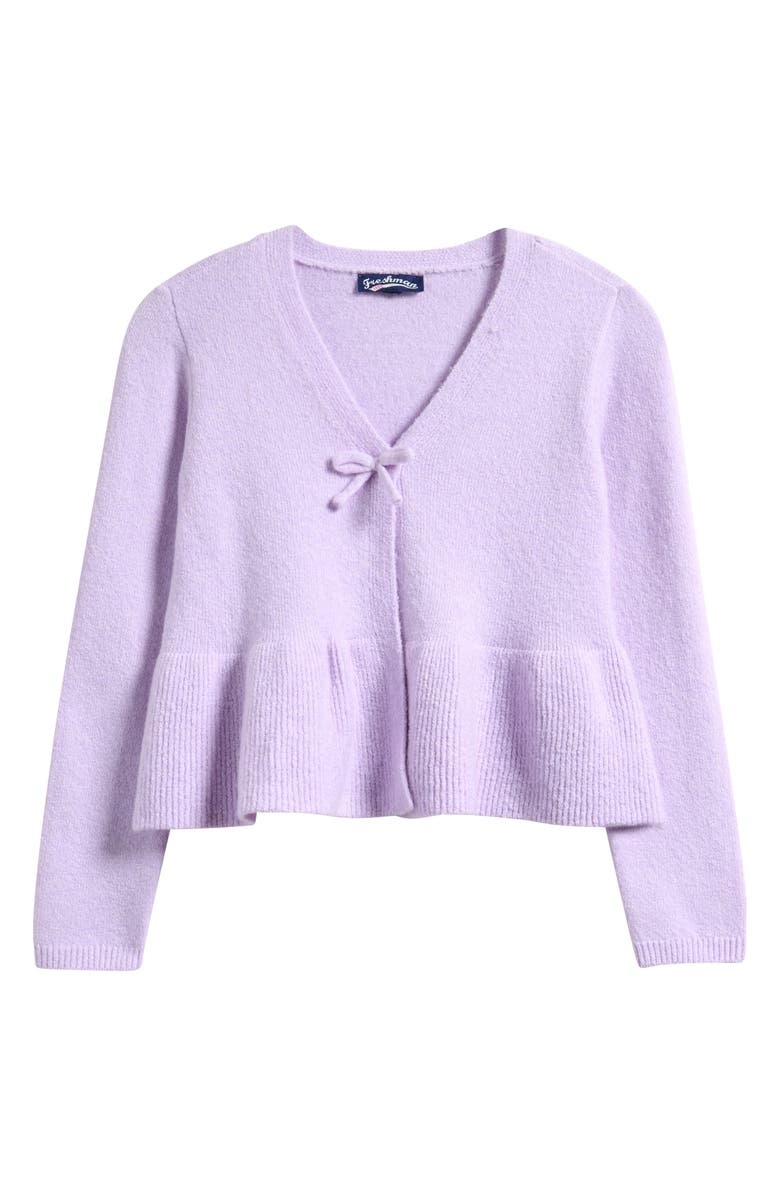 Freshman Kids' Tie Front Peplum Cardigan, Main, color, Orchid Petal