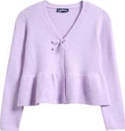 Freshman Kids' Tie Front Peplum Cardigan