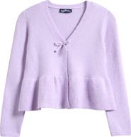 Freshman Kids' Tie Front Peplum Cardigan