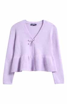 Kids' Tie Front Peplum Cardigan