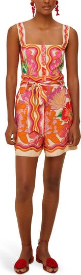 FARM Rio Spring Affair Linen Blend Romper | Nordstrom