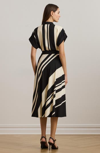Lauren Ralph Lauren ★【ラップ ドレス】Crepe Faux Wrap Dress Faux-Wrap Crepe Midi Dress
