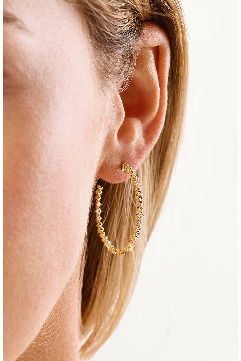 18K Gold Mykonos Natural Diamond Hoop Earrings, Alternate, color, 18K YELLOW GOLD