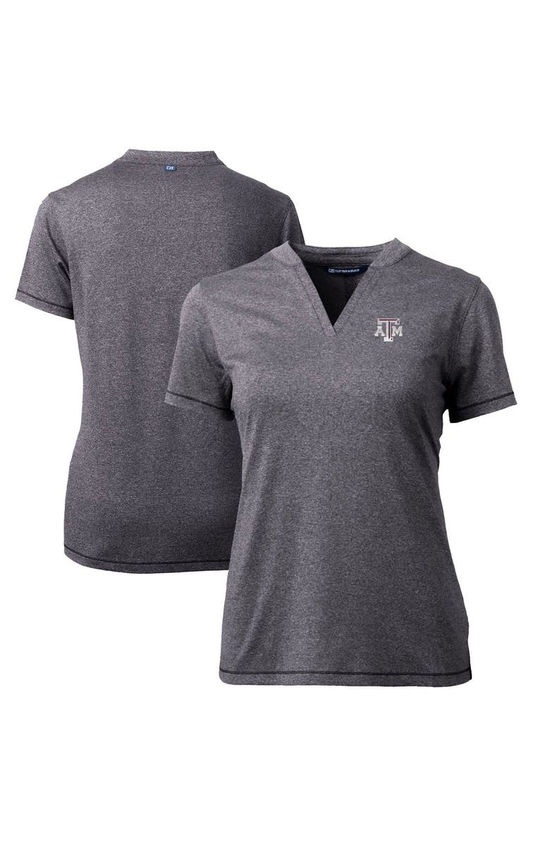 Cutter & Buck Women's Cutter & Buck Heather Charcoal Texas A&M Aggies Forge Blade V-Neck Top, Main, color, Heather Charcoal