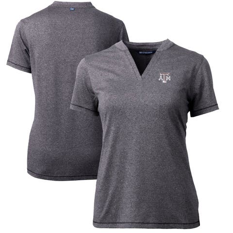 Women's Cutter & Buck Heather Charcoal Texas A&M Aggies Forge Blade V-Neck Top