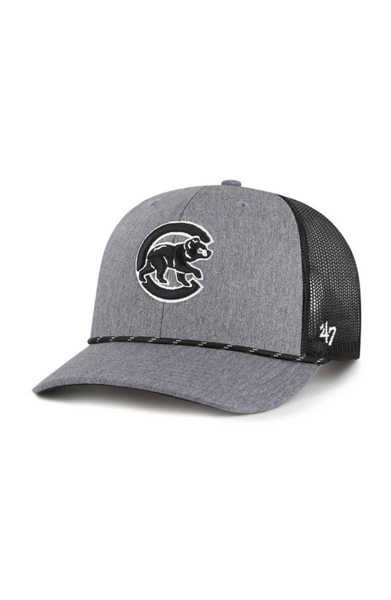 '47 Men's '47 Charcoal Chicago Cubs Carbon Rope Trucker Adjustable Hat, Main, color, Charcoal
