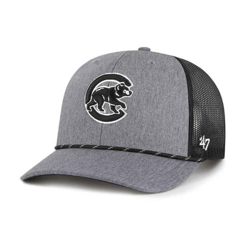 Men's '47 Charcoal Chicago Cubs Carbon Rope Trucker Adjustable Hat