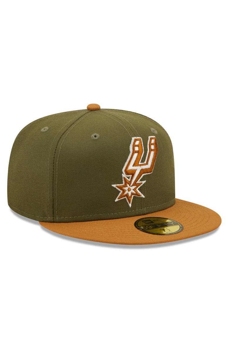 New Era Men's New Era Olive/Orange San Antonio Spurs Two-Tone 59FIFTY Fitted Hat, Alternate, color,