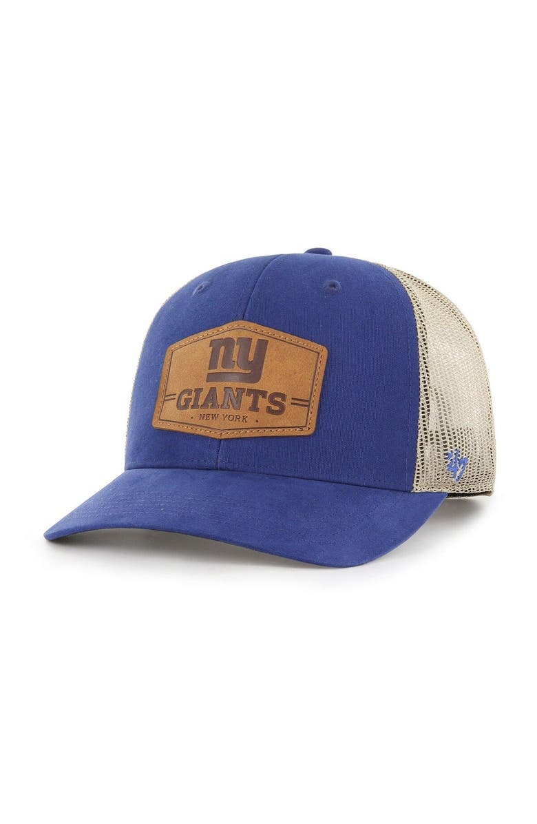 '47 Men's '47 Royal/Natural New York Giants Rawhide Trucker Adjustable Hat, Main, color, Royal