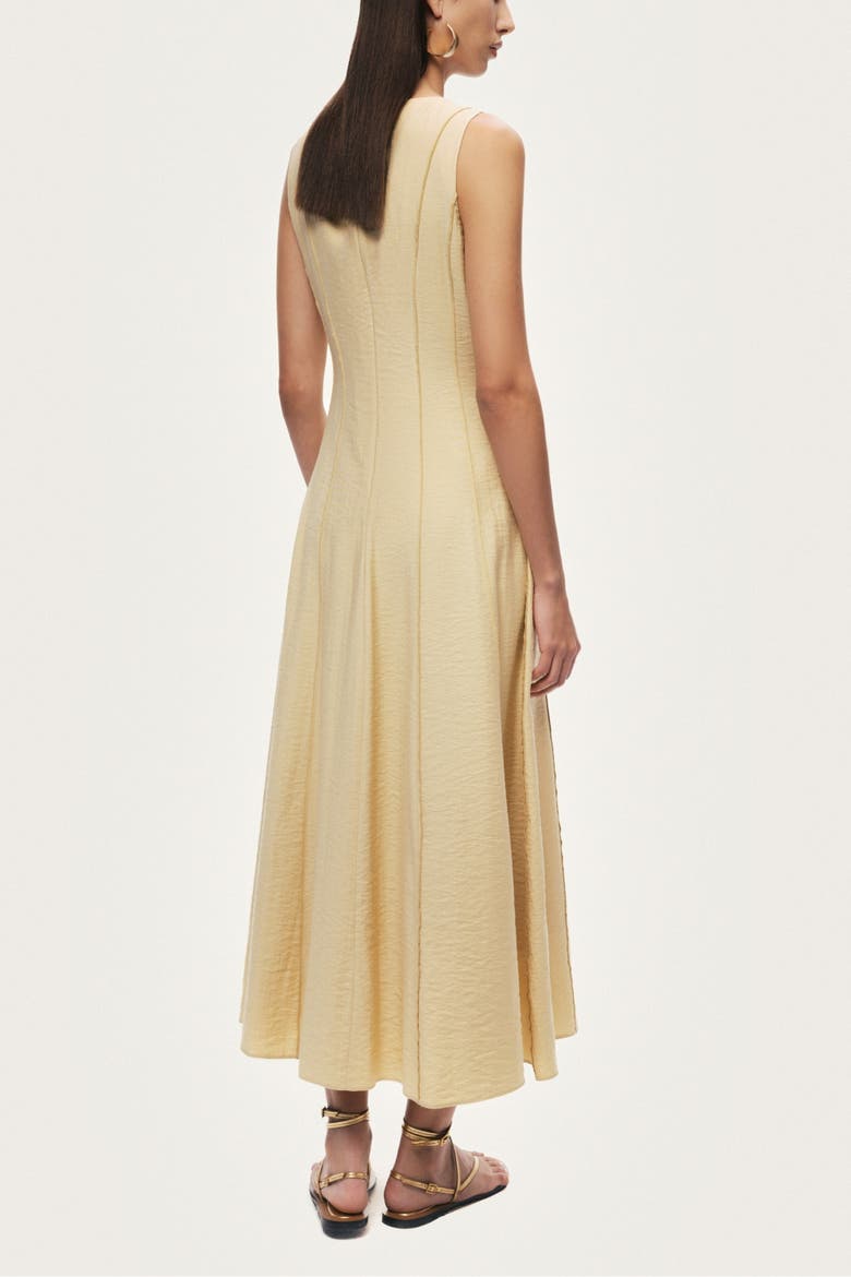 Sleeveless Textured Midi Dress, Alternate, color, Yellow