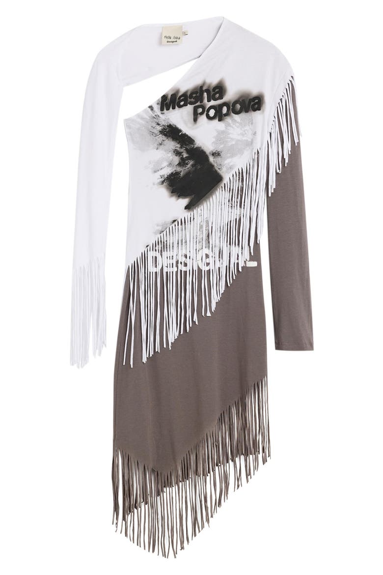 x Masha Popova Long Sleeve Asymmetric Dress, Alternate, color, BLACK