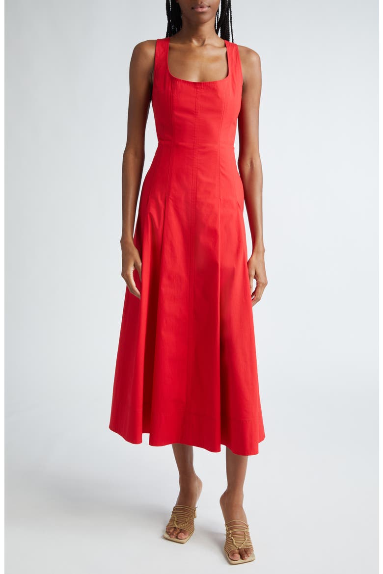 Isabel Fit & Flare Dress, Main, color, ROUGE