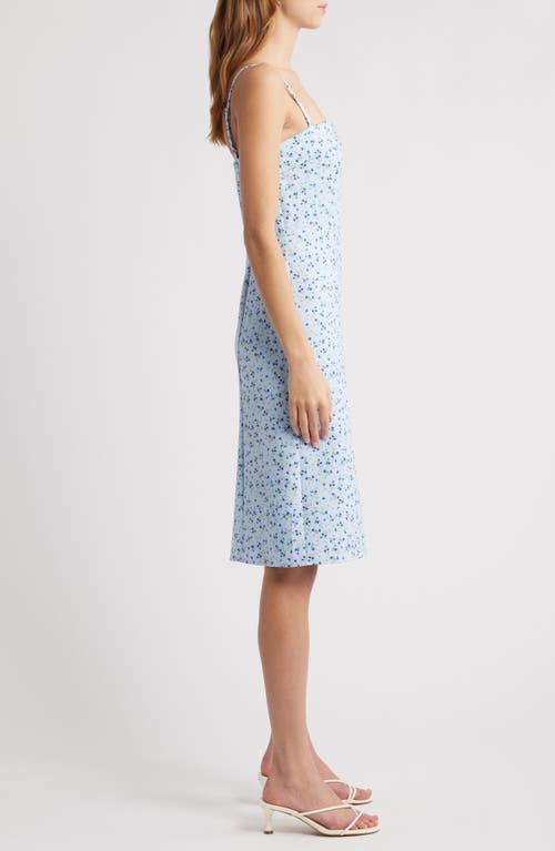 French Connection Echo Crepe Strappy Midi Dress In Icy Blue Multi In Icy Blue Multi