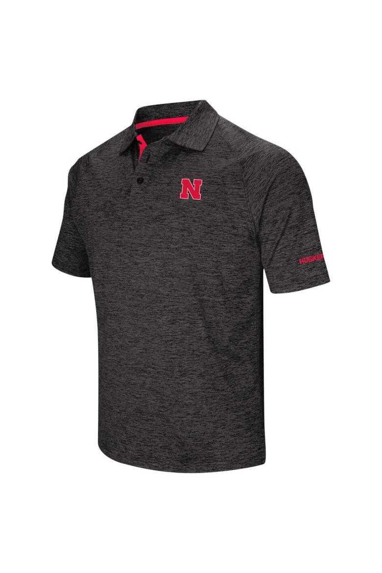 Men's Colosseum Black Nebraska Huskers Big & Tall Down Swing Polo, Main, color, Black