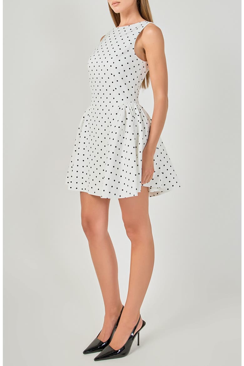 Puffy Sleeveless Minidress, Alternate, color, WHITE/ BLACK