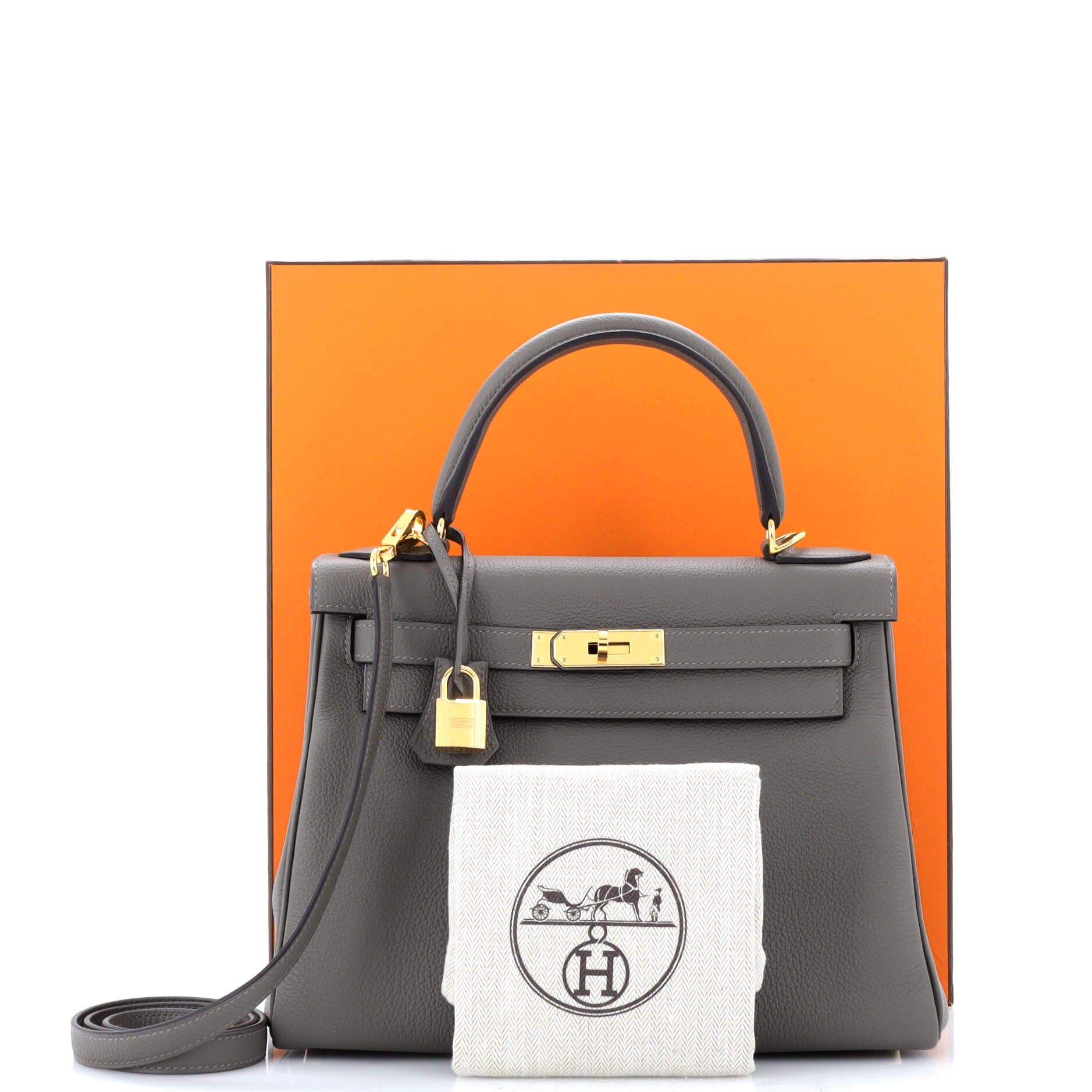 Pre-Owned Hermes Kelly Handbag Grey Togo with Gold Hardware 28, Alternate, color, 