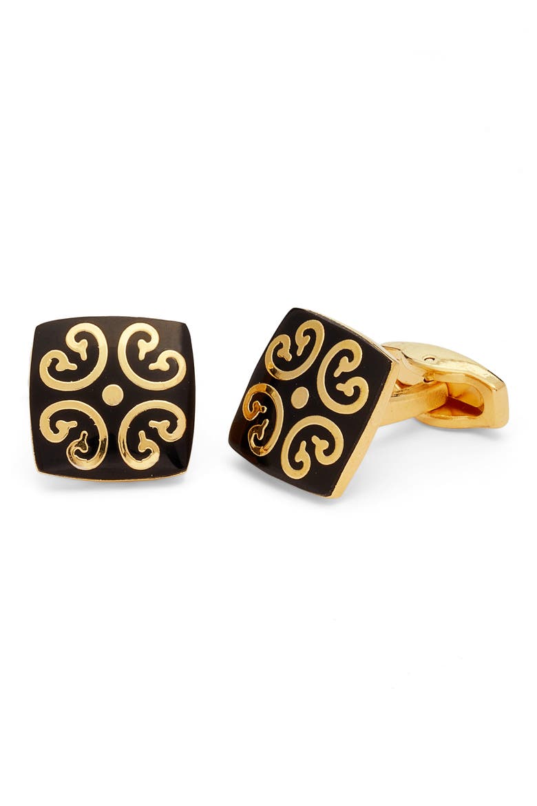 Baroque Cuff Links, Main, color, BLACK