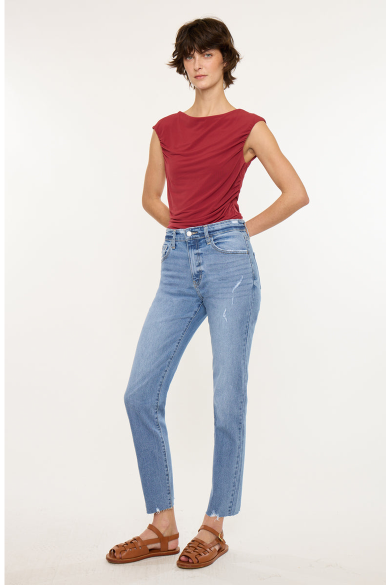 Ariana Essentials High Rise Straight Leg Jeans, Alternate, color, Medium Wash