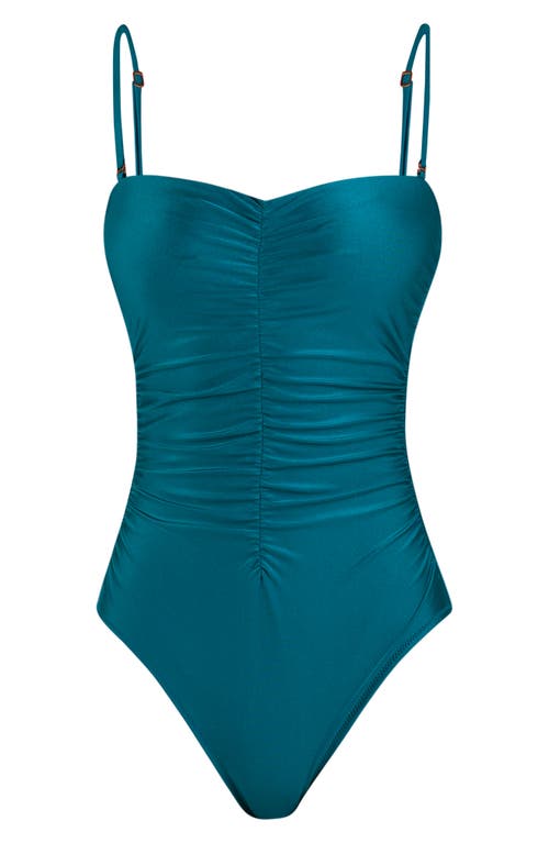 L Agence L'agence Aubrey Shimmer Ruched One Piece Swimsuit