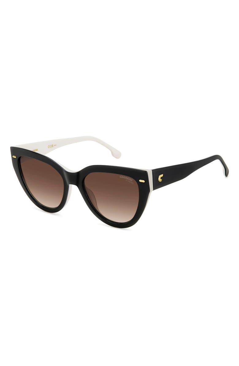 Carrera Eyewear 55mm Gradient Cat Eye Sunglasses, Alternate, color, Black White/ Brown Gradient