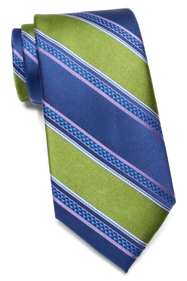 Orsman Satin Stripe Tie, Main, color, GREEN