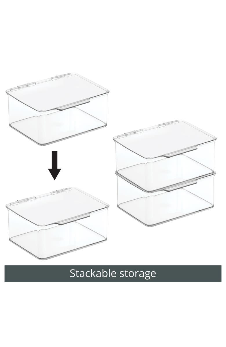 mDesign Plastic Playroom/Gaming Storage Organizer Box, Hinge Lid, 8 Pack, Alternate, color, Clear