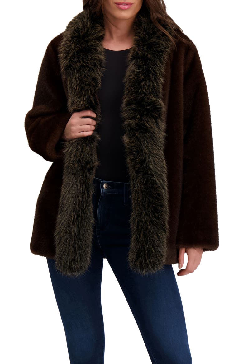 Fur-Free Fox & Mink (Faux Fur) Jacket, Main, color, DARK BROWN