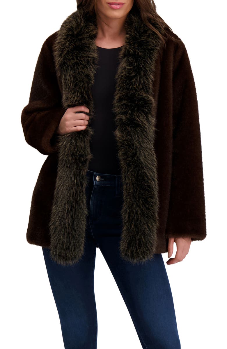 Lyla Grant Fur-Free Fox & Mink (Faux Fur) Jacket, Main, color, Dark Brown