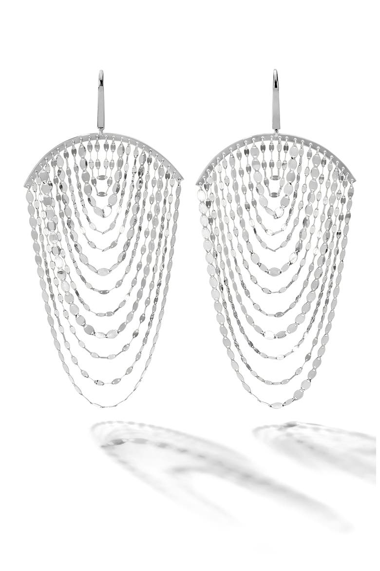 14K Gold Large Nude Cascade Earrings, Main, color, WHITE GOLD