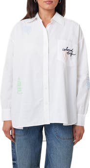 Scotch & Soda Island Life Embroidered Cotton Button-Up Shirt