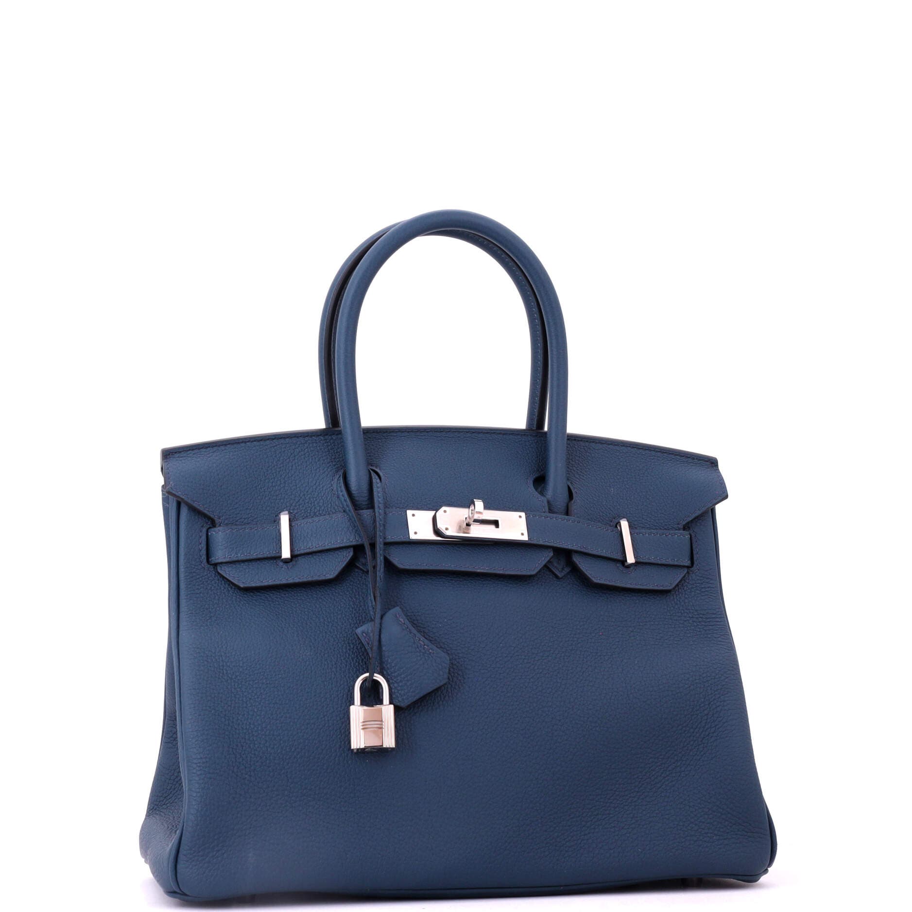 Pre-Owned Hermes Birkin Handbag Blue Togo with Palladium Hardware 30, Alternate, color, Bleu De Prusse