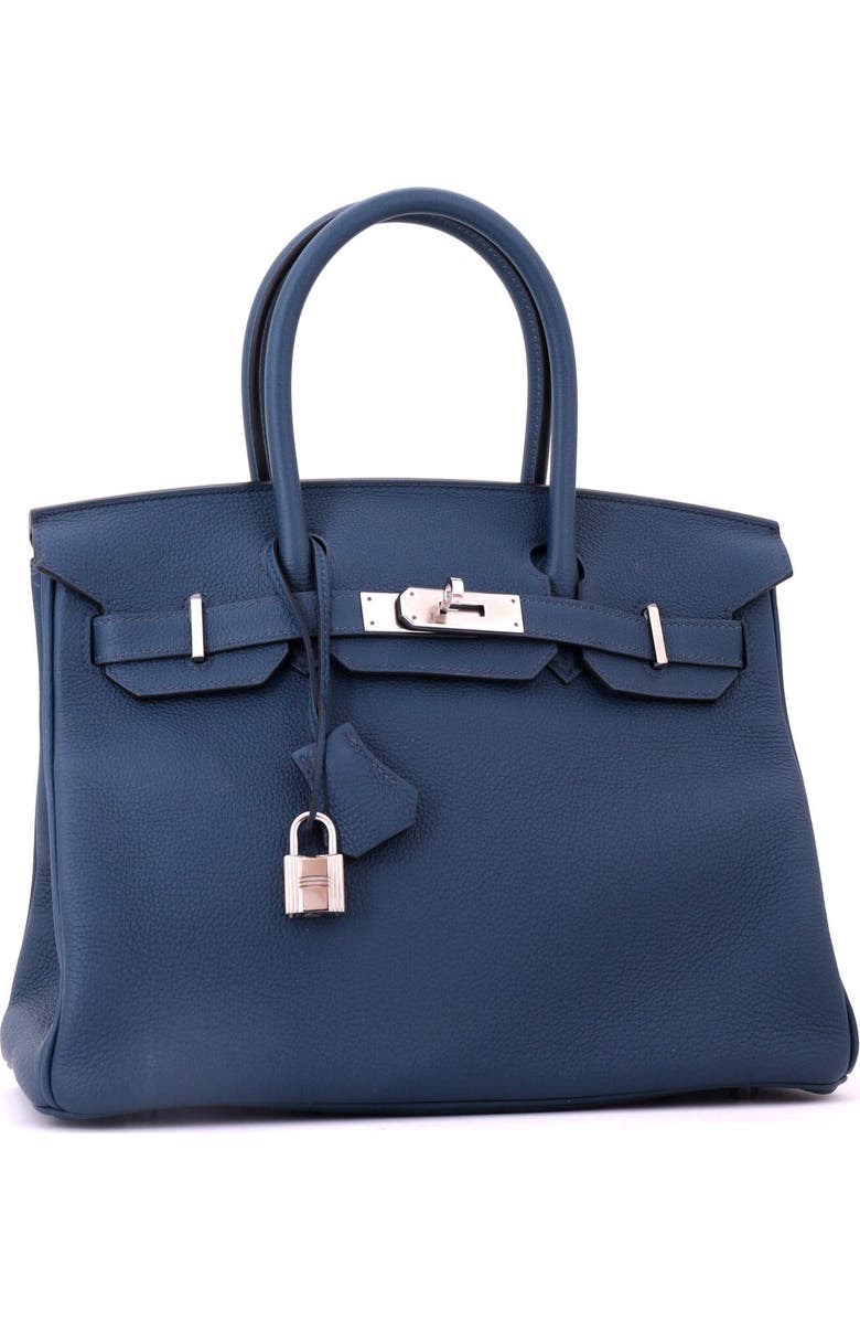 Pre-Owned Hermes Birkin Handbag Blue Togo with Palladium Hardware 30, Alternate, color, Bleu De Prusse