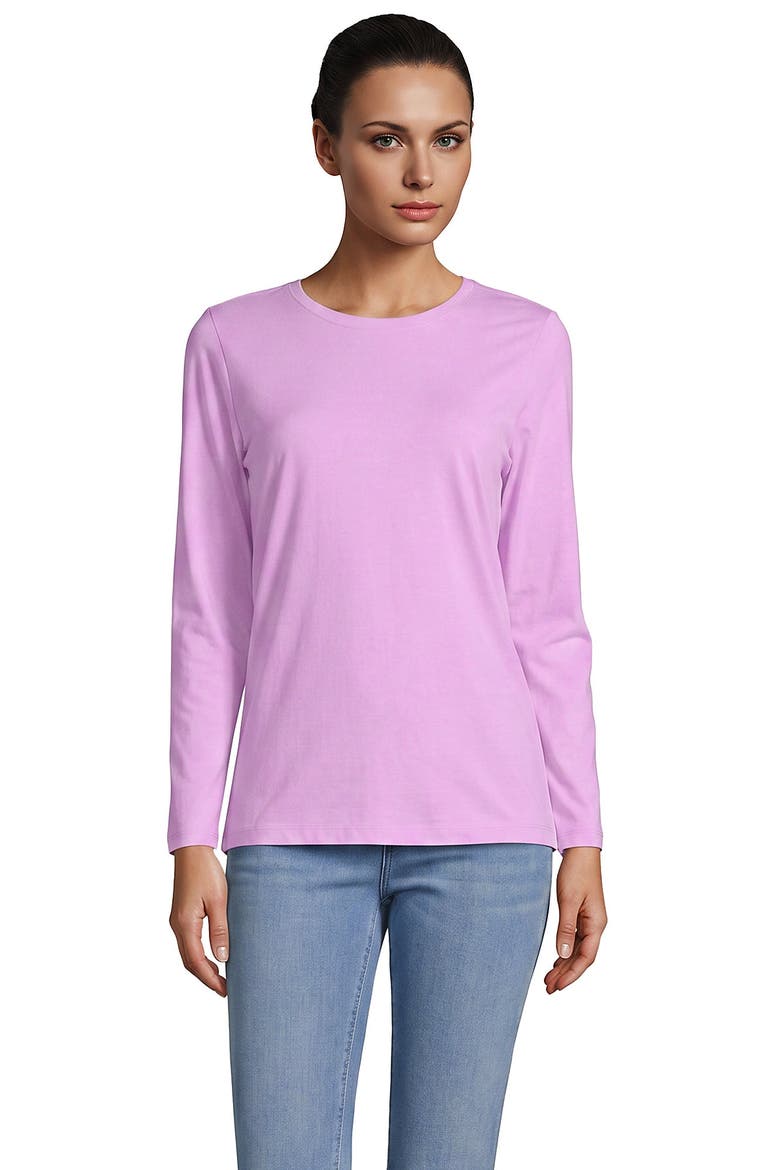 Supima Cotton Long Sleeve Crewneck T-Shirt, Main, color, Pale Orchid